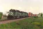 Stack train rolls east